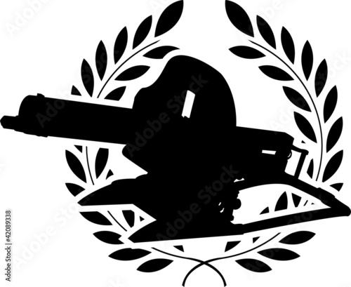 Fototapeta silhouette of machine gun and laurel wreath