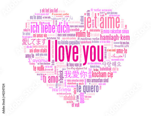 “I LOVE YOU” Tag Cloud (card heart romance valentine’s day pink)