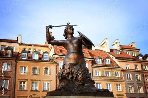 Fototapeta Warsaw statue of mermaid city symbol