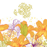 Beautiful seamless pattern with lilies  vector illustration.