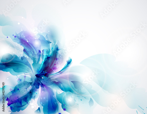 Fototapeta Background with blue abstract flower