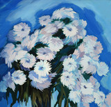 bunch of flowers  painting on a canvas   illustration