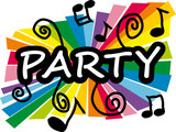 Stylized colorful illustration representing party