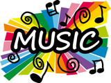 Stylized colorful illustration representing music