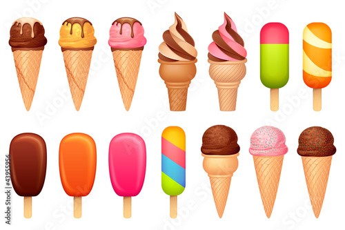 Fototapeta vector illustration of collection of ice cream