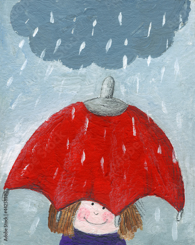  girl in rain with umbrella