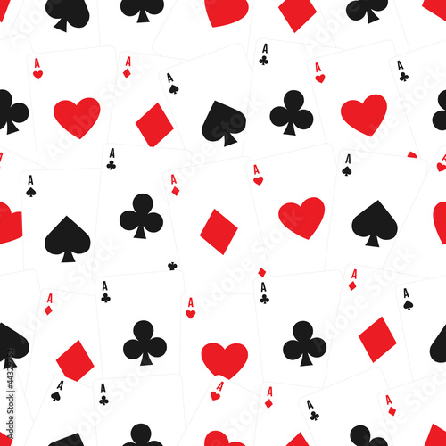  Playing cards seamless background pattern. Vector illustration.