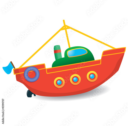 Fototapeta Boat toy on white background - vector illustration.