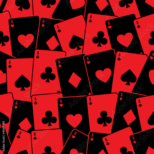 Fototapeta Playing cards seamless background pattern. Vector illustration.