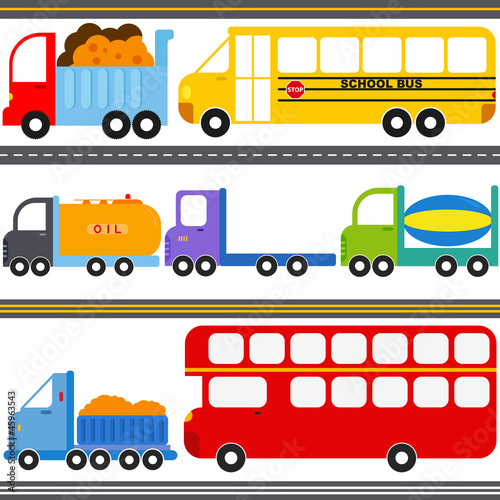 Fototapeta Vector Icons : Bus, Truck Vehicles / Freight Transportation