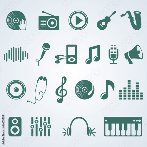 Fototapeta Vector set of music icons