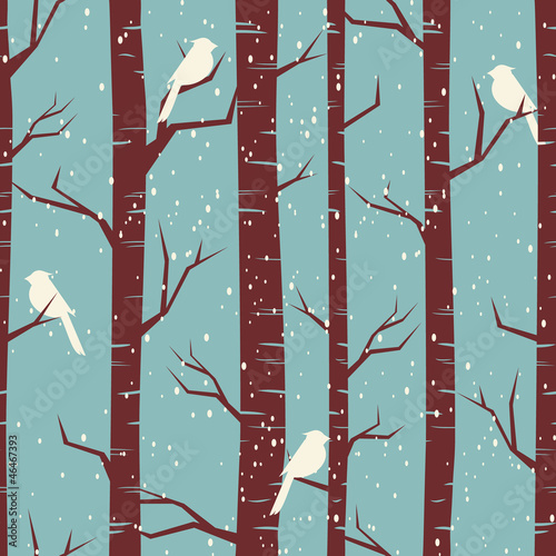 Fototapeta Winter Forest Seamless Pattern