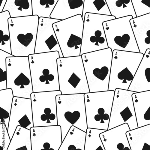 Fototapeta Playing cards seamless background pattern. Vector illustration.