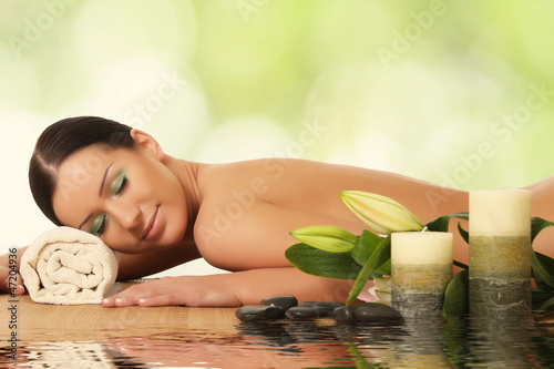 Fototapeta young woman in a spa