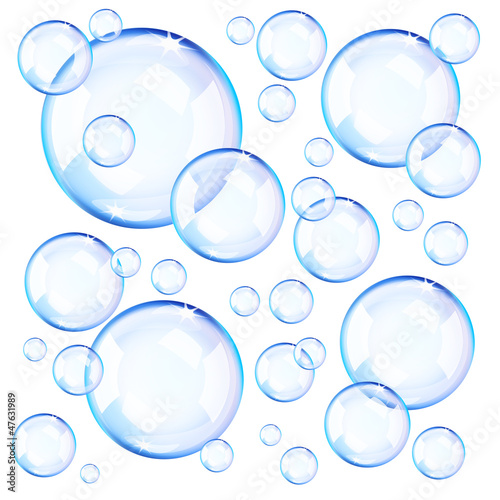 Transparent blue soap bubbles © Oligo