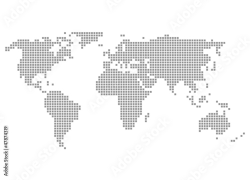  Welt grau - Serie: Pixelkarte Kontinente