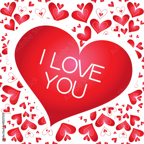 Fototapeta Vector banner with a heart, I love you