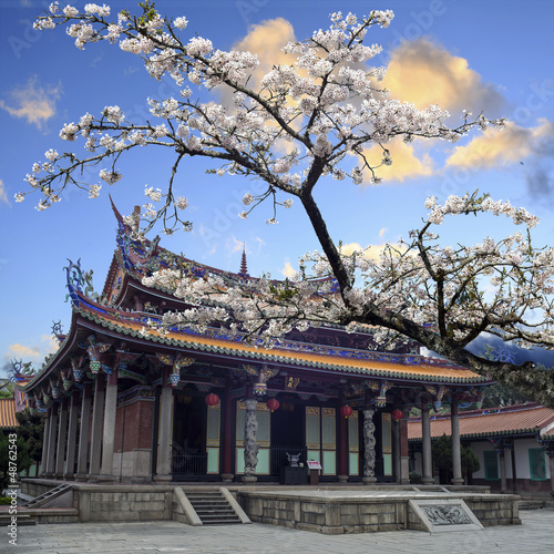 sakura-swiatynia-i-niebieskie-niebo