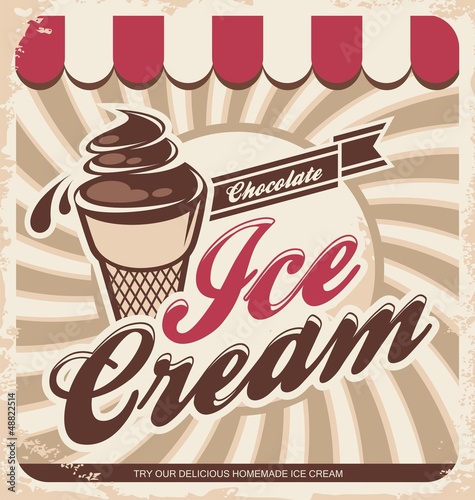 Fototapeta Ice cream retro poster