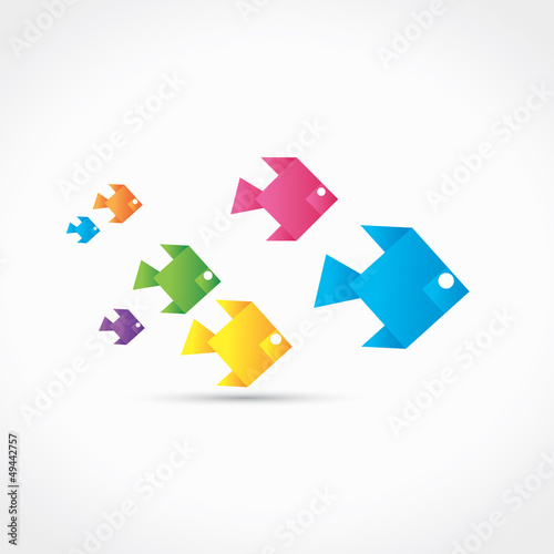 Fototapeta origami poissons de couleur
