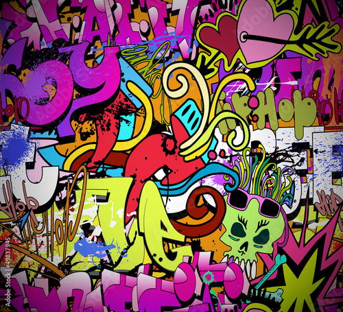 Lacobel Graffiti wall art background. Hip-hop style seamless texture pat