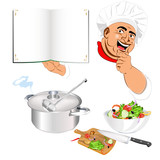 Funny Chef and fresh vegetable food for Gourmet