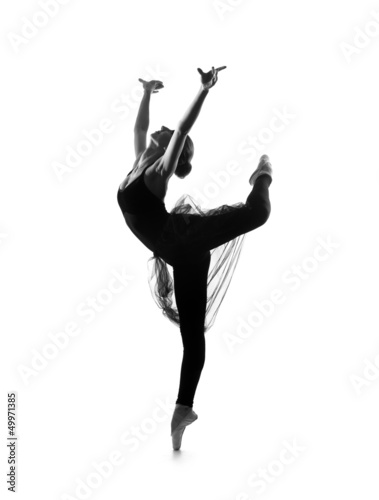 Fototapeta Black and white trace of young beautiful ballet dancer