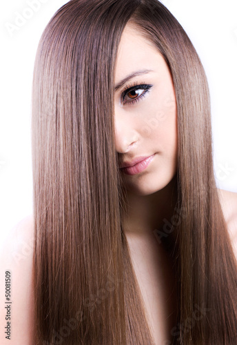Fototapeta Beautiful girl with healthy long hair