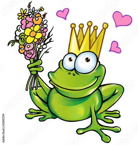 Fototapeta frog with bouquet