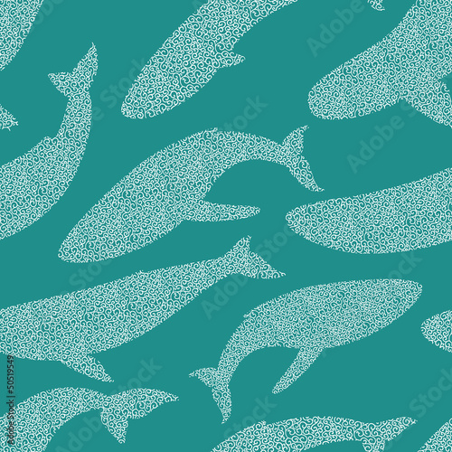 Fototapeta whales seamless pattern