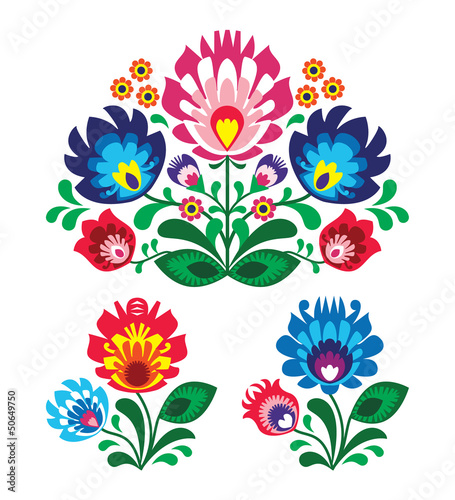 Fototapeta Polish floral folk embroidery pattern
