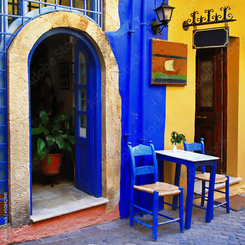Fototapeta colorful greek streets, Chania, Crete