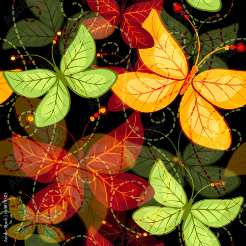 Fototapeta Seamless dark autumn pattern