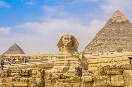 Fototapeta Sphinx and the Great Pyramid in the Egypt