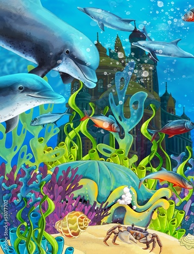 Fototapeta The underwater castle - princess series