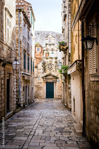Fototapeta Narrow Street inside Dubrovnik Old Town