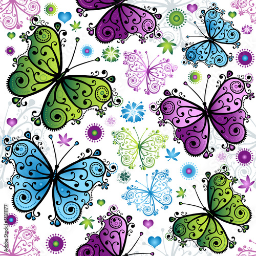 Fototapeta Seamless spring floral pattern