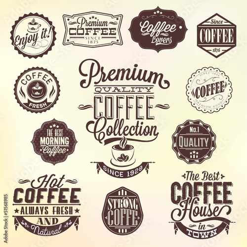 Zdjęcia Set Of Vintage Retro Coffee Badges And Labels