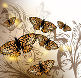 Background with vector butterflies for design