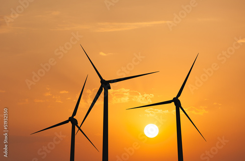 Lacobel Wind generator turbines in sky