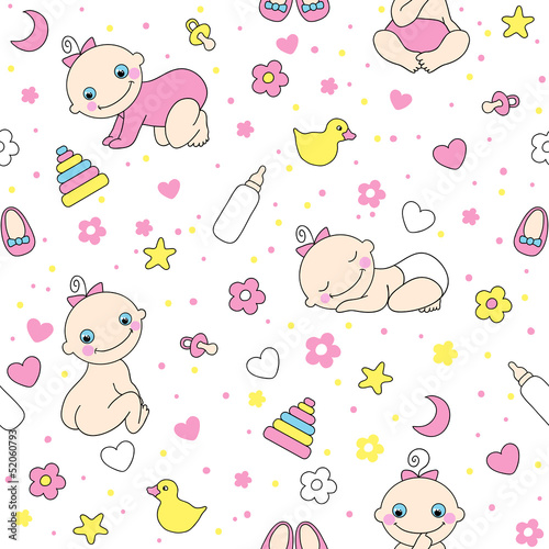  Seamless pattern for baby girls.