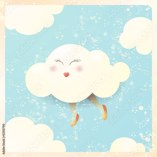 Lacobel Cartoon cloud on vintage background