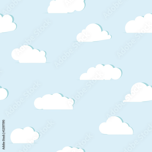  Abstract paper clouds seamless pattern. Vector illustration.
