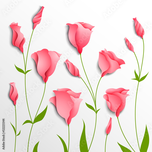 Flower vector background. Pink eustoma
