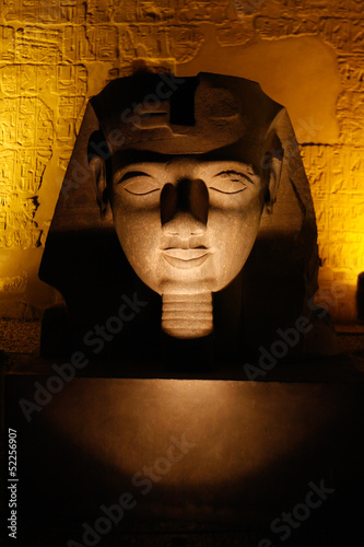  Egyptian sculpture Ramses' colossus head at Luxor temple, Thebes
