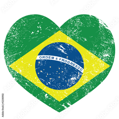 Fototapeta Brazil retro heart shaped flag