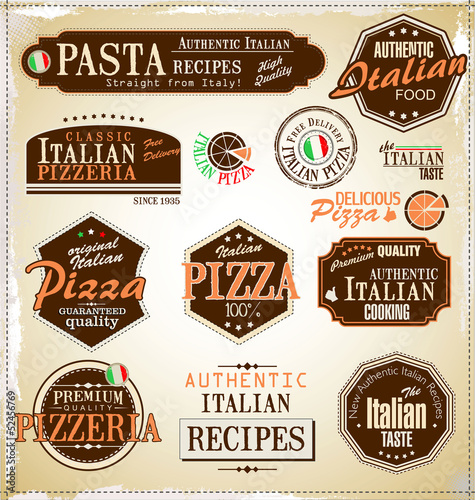  Pizza retro labels