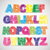 Fun colorful scratched vector font. Use for design.