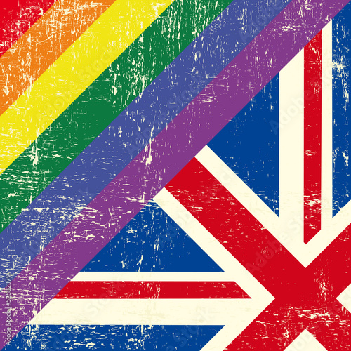 Fototapeta English and gay grunge Flag
