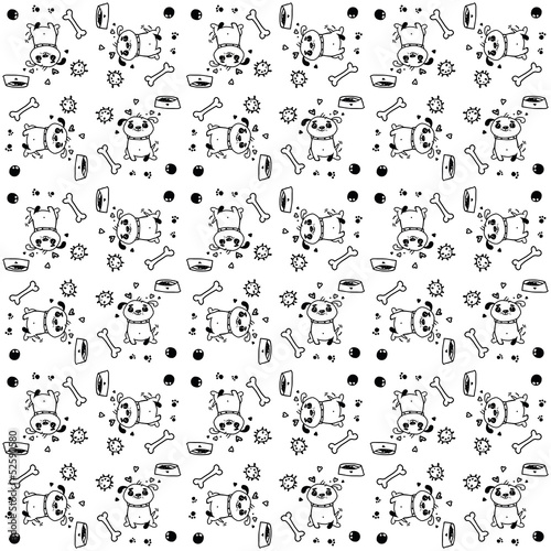 Lacobel Seamless vector pattern with a lovely puppy